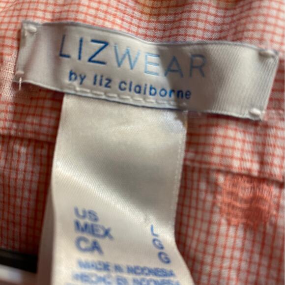 Lizwear by Liz Claiborne Women’s Peach Polka Dot Button-Up Shirt Size L - Picture 5 of 6
